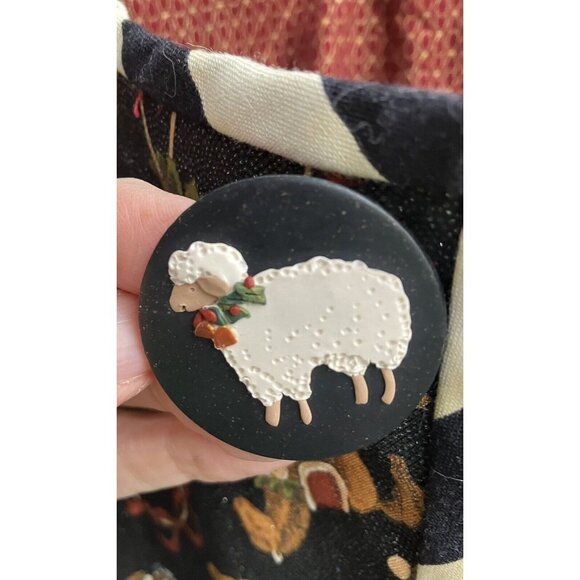 Womens Dickens Christmas Print Short Shimmer Jacket Topper Handcrafted Size L XL - Picture 4 of 7